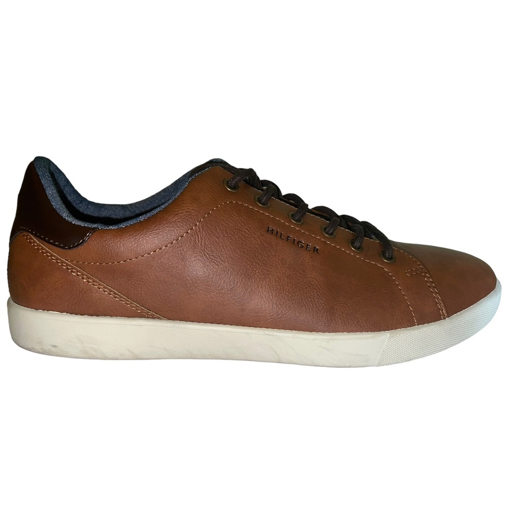 Tommy Hilfiger Men's Brown Leather Toris Sneaker Size: 10.5